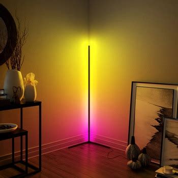 1.6m Taller Dimming Black White Floor Lamp Modern RGB Remote LED Floor Lamps Standing Lamp ...