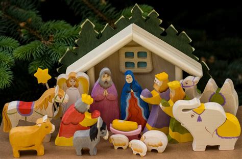 Nativity Scene Wooden Nativity Set of 15 hand carved | Etsy