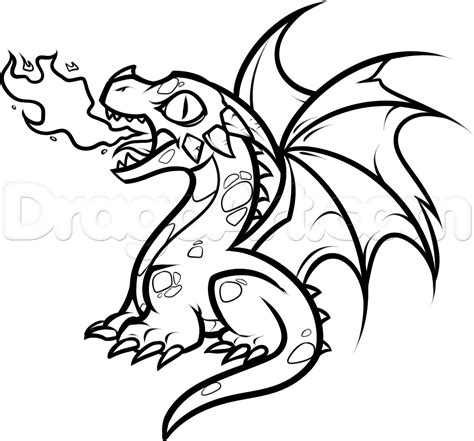 How To Draw A Baby Fire Breathing Dragon, Step by Step, Drawing Guide ...