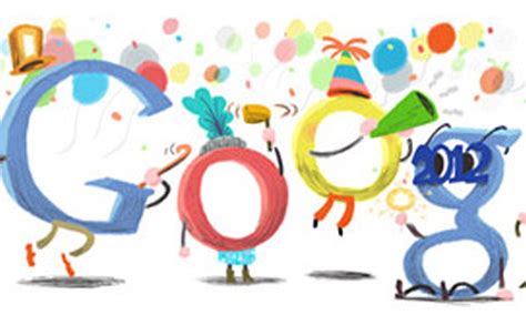 Happy New Year Google doodle ends 2011 on a low with simple Doodle of letters at a party | Daily ...