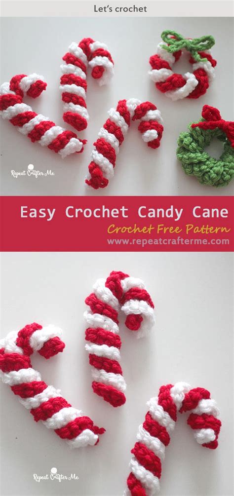 Easy Crochet Candy Cane Free Pattern | Crochet christmas ornaments free, Crochet christmas ...