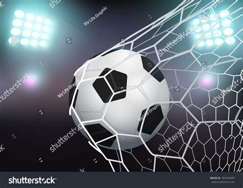 Soccer Ball Goal Net On Stadium Stock Vector (Royalty Free) 184795097 ...