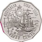 Australian Silver Fifty Cents "1788 - 1988 Bicentenary of Australia ...