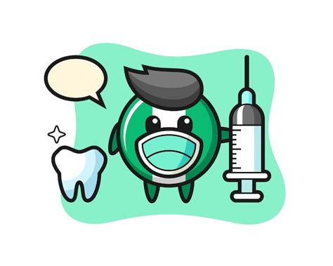 Premium Vector | Mascot character of nigeria flag badge as a dentist