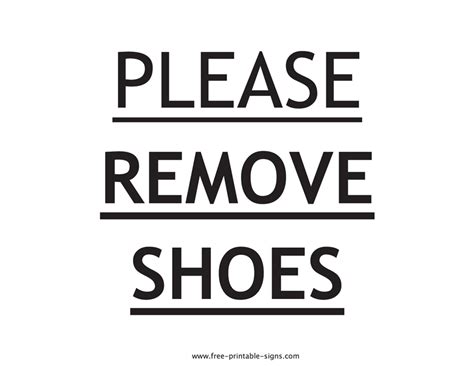 Printable Please Remove Shoes Sign – Free Printable Signs