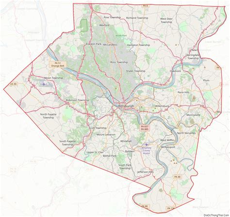 Map of Allegheny County, Pennsylvania - Thong Thai Real