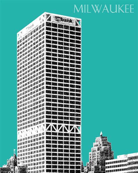 Milwaukee Skyline 1 - Teal Digital Art by DB Artist - Fine Art America