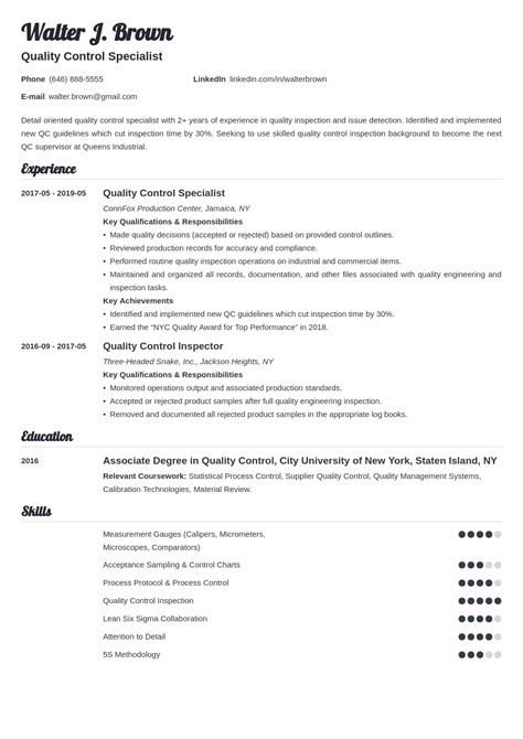 quality control resume example template valera | Resume examples, Resume objective, Job resume ...