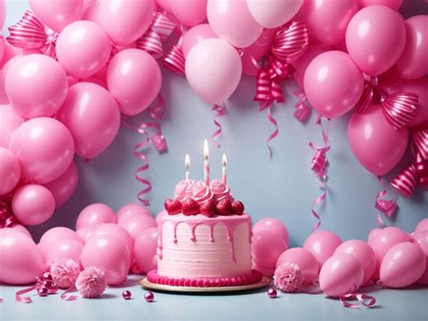 Premium AI Image | sweet pink balloons and cake