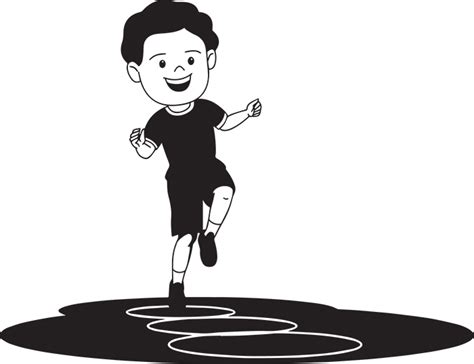 Children Black and White Outline Clipart - black-white-boy-playing-hop-scotch-on-one-foot ...