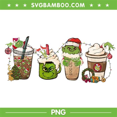 Grinch Christmas Coffee Latte PNG, Grinch Hand