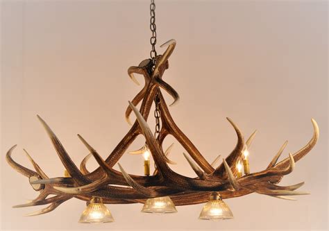 Elk 6 Antler Chandelier with 3 Downlights | Cast Horn Designs