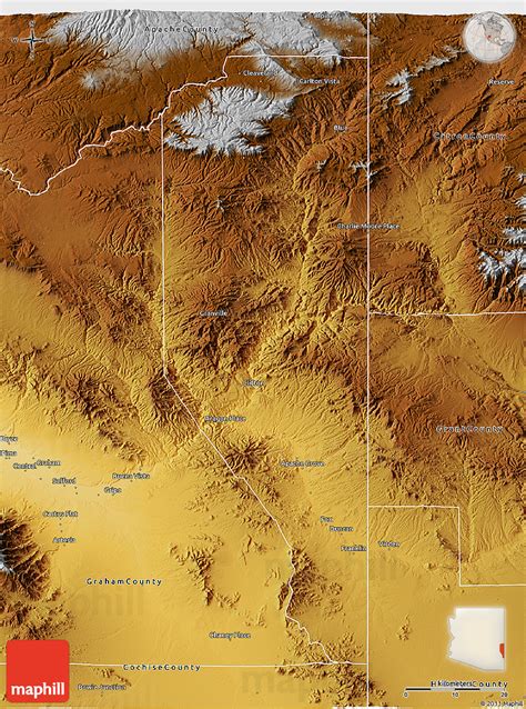 Physical 3D Map of Greenlee County