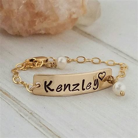 Gold baby bracelet Baby name bracelet 14kt Gold filled Baby | Etsy