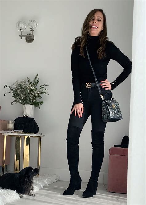 Black Over The Knee Flat Boots Outfit