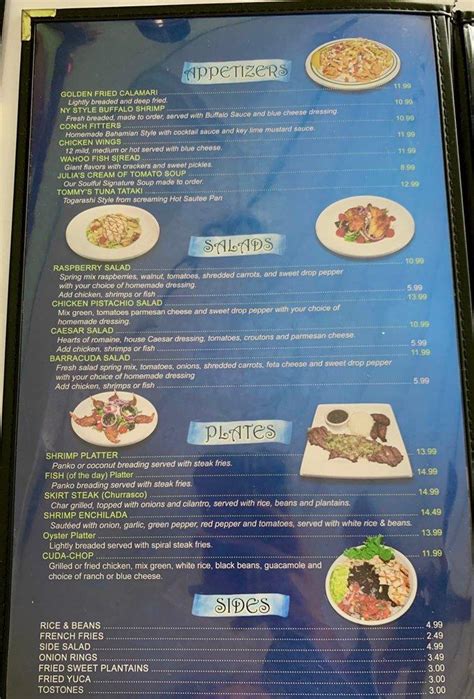 Menu at Barracuda Grill, Marathon