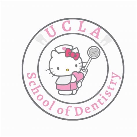 the logo for u c l a school of dentists is shown in pink and white