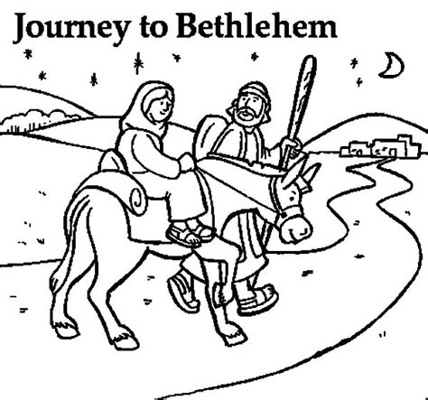 Mary and the Donkey and Joseph Journey to Bethlehem Coloring Pages | Best Place to Color