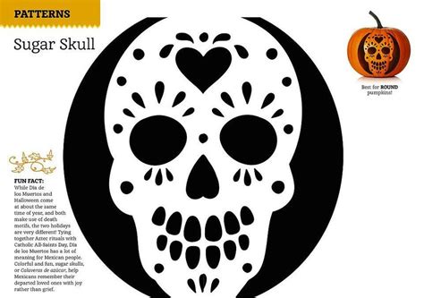 Skeleton Face/Sugar Skull (Pumpkin Stencil - Pumpkin Pattern - Pumpkin Template - Jack-o-lantern ...