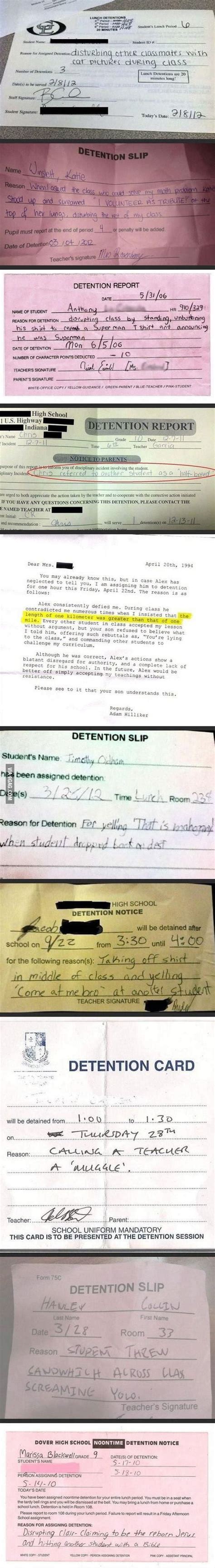 Best reasons to get detention. Ever. - 9GAG