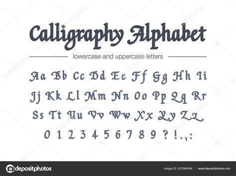 Calligraphy alphabet. Universal handwritten bold font. Retro style ...