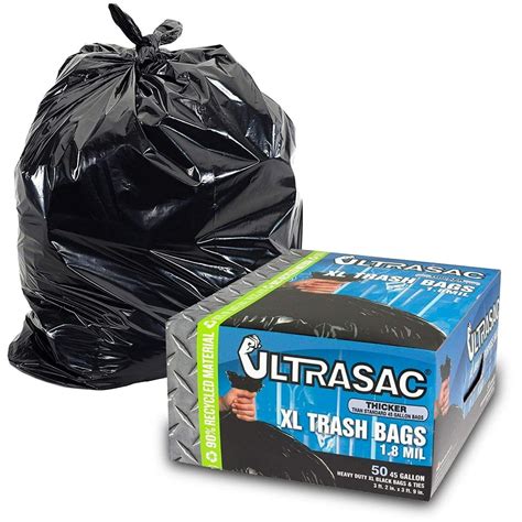 Heavy Duty 45 Gallon Trash Bags by Ultrasac - (HUGE 50 COUNT /w Ties ...