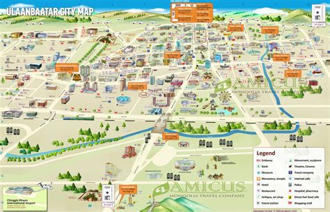 Ulaanbaatar City Map > Ulaanbaatar Tourist Map - Amicus Travel Mongolia