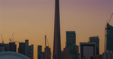 Sunset view of CN tower from Toronto Island · Free Stock Photo