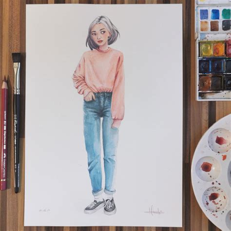 Watercolor portrait of a girl : r/drawing