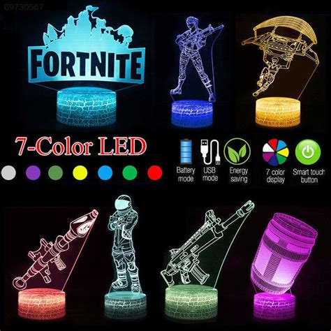 3D Fortnite LED Lamp Night Lights 7 Colors Change Tables Panel Desk ...