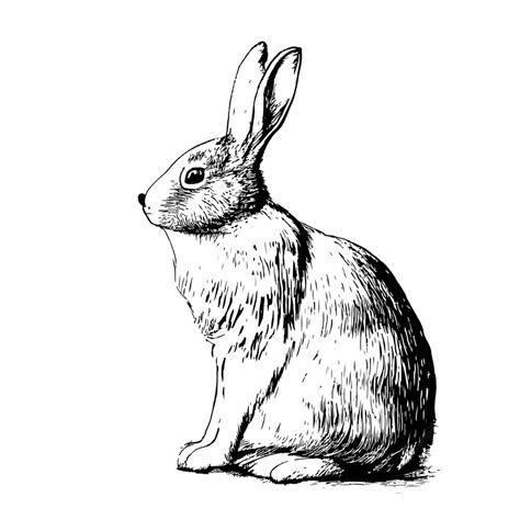 Premium Vector | Rabbit sketch hand drawn side view, engraving style ...