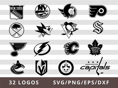 NHL Svg Bundle NHL Team Logos Svg 2021 Nhl Svg Black and White | Etsy