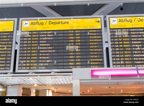 Berlin - Tegel Airport departures board with flights Stock Photo - Alamy