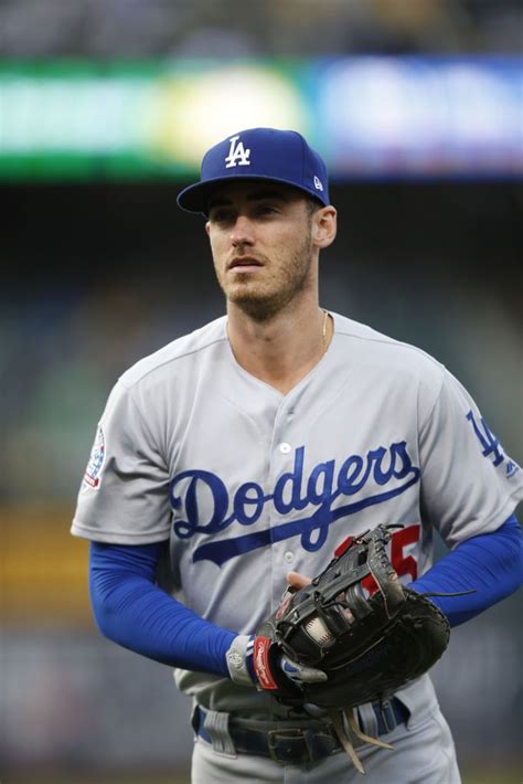 Cody Bellinger of the Los Angeles Dodgers stands on the field during... | Oakland athletics ...