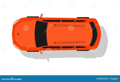 Red Car Top View Flat Design Vector Illustration Stock Vector - Illustration of city, concept ...