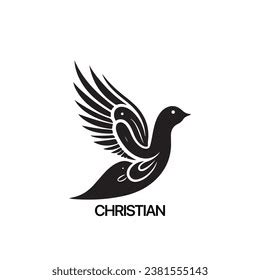 Christian Logo Template Dove Pigeon Black Stock Vector (Royalty Free ...