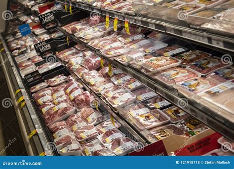 The Meat Aisle in a Grocery Store Stock Photo - Image of background, butcher: 121918718