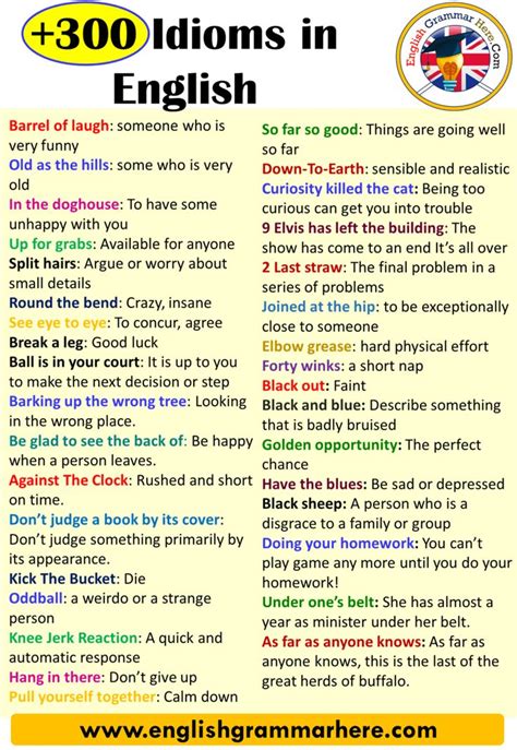 +300 English Idioms, Definitions and Examples Table of Contents Idioms ...