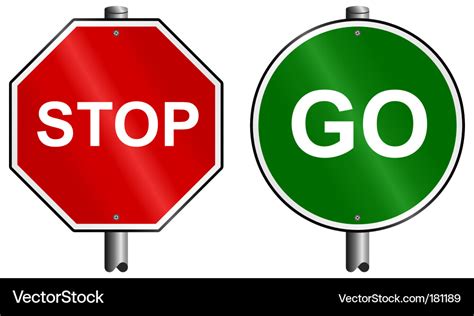 Stop go signs Royalty Free Vector Image - VectorStock