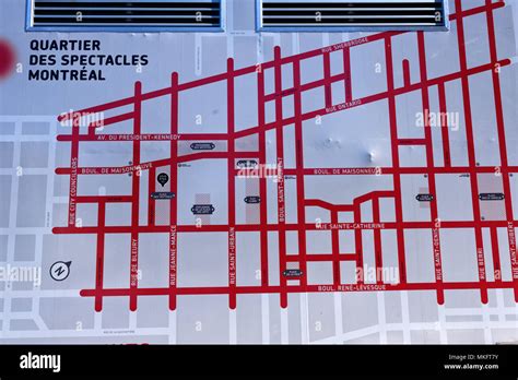 A map of Montreal's Quartier des Spectacles (entertainment district) painted on anaircon unit ...