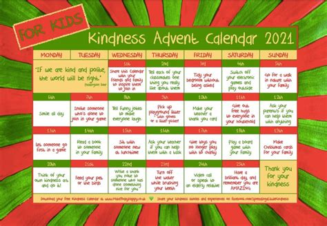 Kindness Advent Calendar 2021 FOR KIDS – make today happy