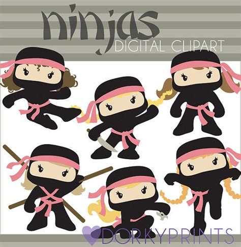 Ninja Clipart Personal and Limited Commercial Cute Girl | Etsy | Ninja ...