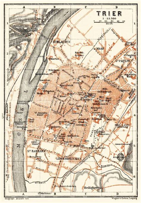 Old map of Trier in 1905. Buy vintage map replica poster print or ...