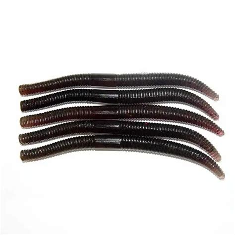 50pcs 10bags Soft Plastic Worm Fishing Lures Sea Fishing Long Black Soft Worm Fishing Bait For ...