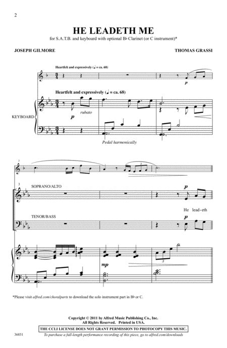 He Leadeth Me By Thomas Grassi - Digital Sheet Music For - Download ...