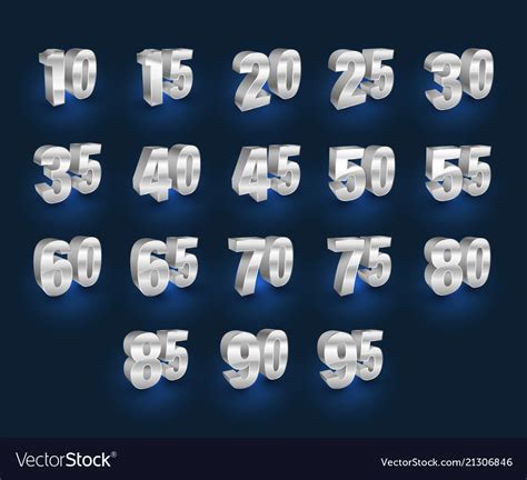 Set of number 3d Royalty Free Vector Image - VectorStock