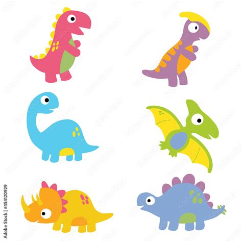 Dinosaur Clipart. Collection of cartoon dinosaurs. Stock Vector | Adobe Stock