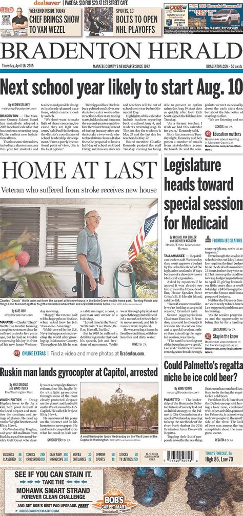 The Bradenton Herald | Today's Front Pages | Newseum | Freedom forum, Newseum, Newspaper front pages