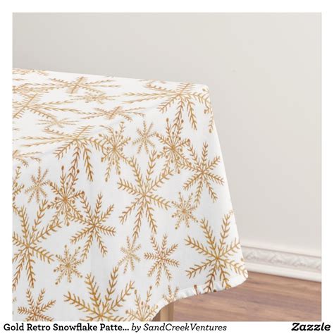 Gold Retro Snowflake Pattern Holiday Tablecloth | Zazzle.com | Holiday tablecloths, Table cloth ...