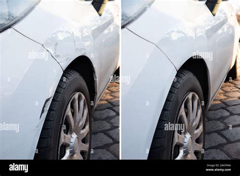 Photo Of Car Dent Repair Before And After Stock Photo - Alamy